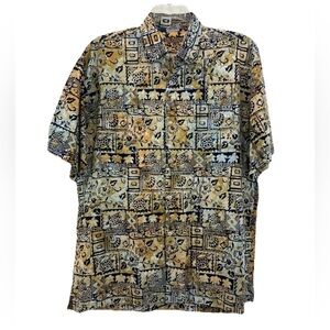 Rum Reggae Batic Short Sleeve Shirt Mens XL Relaxed Tropical Multicolor Cotton